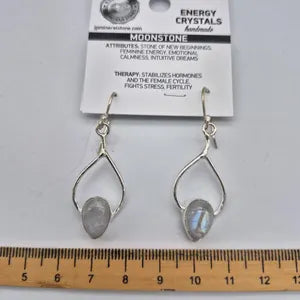 Moonstone Silver Plated Earrings, Crystal Bohemian Earrings for Women