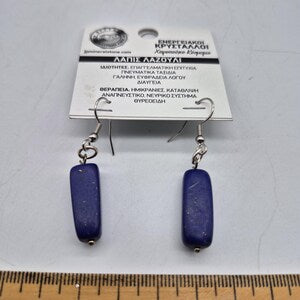 Lapis Lazuli Single Bead Dangle Earrings, Blue Crystal Boho Earrings for Women