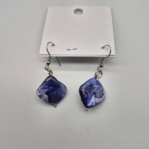 Blue Mother of Pearl Shell Dangle Earrings