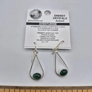 Green Aventurine Silver Plated Earrings, Green Crystal Boho Earrings for Women