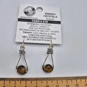 Tiger Eye Silver Plated Earrings, Crystal Boho Earrings for Women
