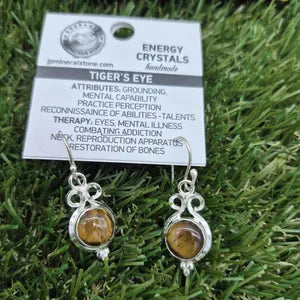 Tiger Eye Crystal Silver Plated Earrings, Brown Crystal Ethnic Earrings, Bohemian Earrings for Women