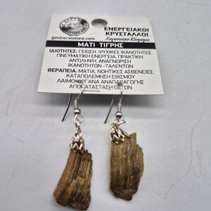 Rough Tiger Eye Crystal Dangle Earrings with Steel Earwire