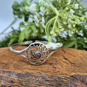 Amethyst Tree of Life Silver Plated Adjustable Bracelet - Spiritual Crystal Cuff for Her