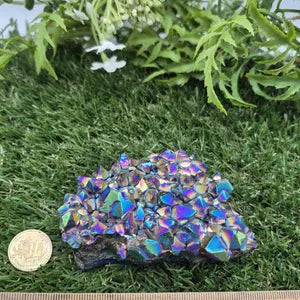 Aura Titanium Amethyst Cluster - Colourful Rough Mineral Specimen