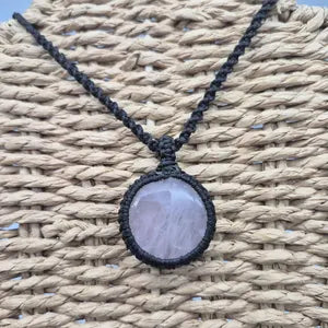 Rose Quartz Crystal Macrame Necklace - Love & Emotional Healing