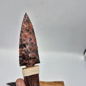 Mahogany Obsidian Crystal Knife – Decorative Ritual Athame with Wooden Handle