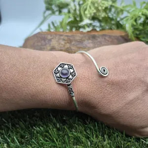 Amethyst Silver Plated Adjustable Bracelet for Women