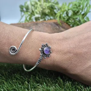 Amethyst Silver Plated Adjustable Bracelet for Women