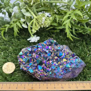 Aura Titanium Amethyst Cluster - Colourful Rough Mineral Specimen