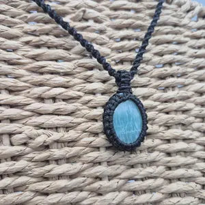 Amazonite Crystal Macrame Necklace