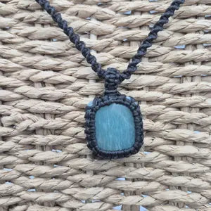 Amazonite Crystal Macrame Necklace