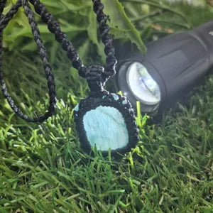 Amazonite Crystal Macrame Necklace