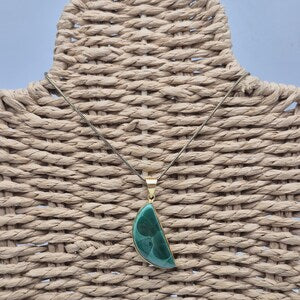 Handcrafted Malachite Brass Necklace: Healing Crystal Jewelry