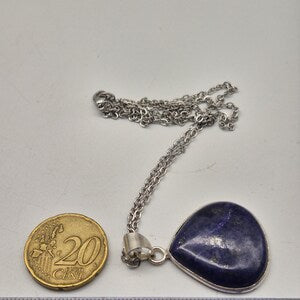 Lapis Lazuli Silver Plated Necklace with Stainless Steel Chain