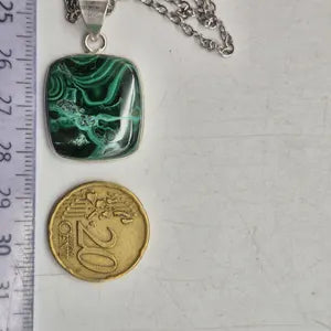 Malachite Silver-Plated Necklace with Stainless Steel Chain