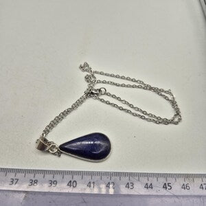 Lapis Lazuli Silver Plated Necklace - Handmade Gemstone Pendant
