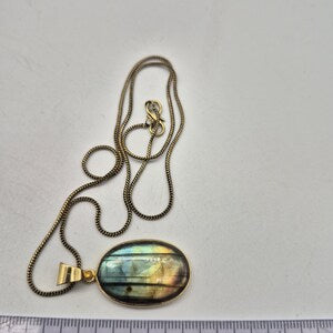 Labradorite Brass Pendant Necklace: Mystical Crystal Jewelry