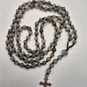 Labradorite Rosary Necklace – Blue-Green Gemstone Prayer Beads