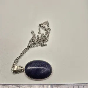 Handmade Lapis Lazuli Silver Plated Necklace - Stainless Steel Chain