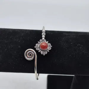 Carnelian Silver Plated Adjustable Bracelet - Feminine Energy Crystal Cuff