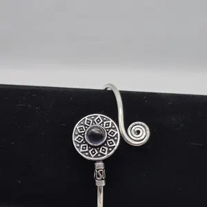 Amethyst Cuff Bracelet, Silver-Plated Crystal Jewelry, Adjustable Women’s Gemstone Cuff