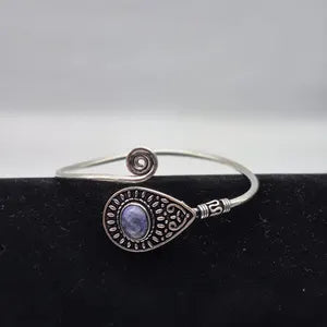 Lapis Lazuli Cuff Bracelet, Silver-Plated Crystal Jewelry, Adjustable Women’s Gemstone Cuff