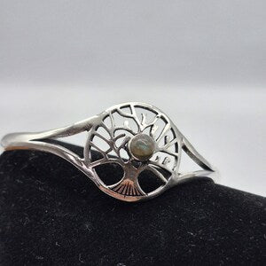 Labradorite Cuff Bracelet – Silver Plated Adjustable Ethnic Jewelry