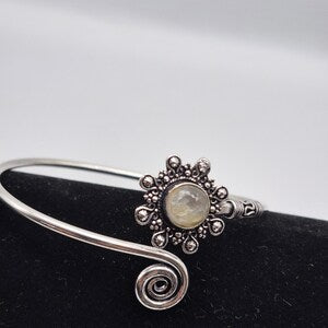 Labradorite Cuff Bracelet – Silver Plated Adjustable Ethnic Jewelry