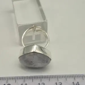 Rainbow Moonstone Adjustable Ring – Silver Plated Cabochon Iridescent Healing Crystal Jewelry