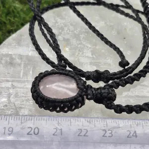 Rose Quartz Crystal Macrame Necklace - Love & Emotional Healing