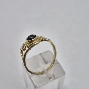 Black Tourmaline Adjustable Brass Ring for Women