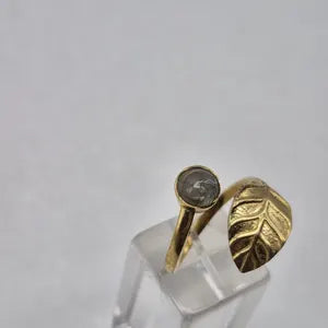 Labradorite Crystal Brass Ring