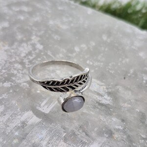 Moonstone Crystal Ring, Silver Plated Adjustable Ring for Women