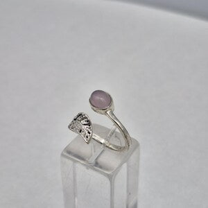 Rose Quartz Silver Plated Adjustable Ring for Women