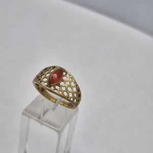 Carnelian Crystal Adjustable Brass Ring for Women