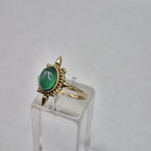 Green Aventurine Brass Adjustable Ring for Women