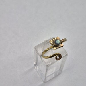Labradorite Crystal Brass Ring