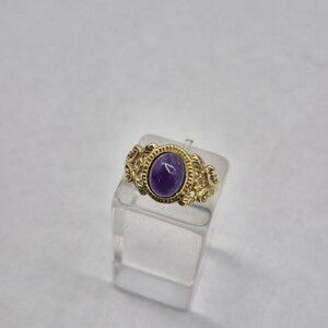 Amethyst Crystal Brass Adjustable Ring