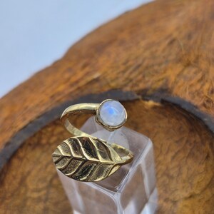 Moonstone Brass Adjustable Ring for Women