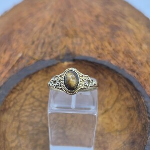 Tiger's Eye Crystal Brass Ring