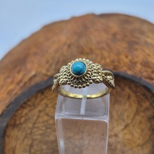Turquoise Crystal Brass Ring