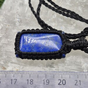 Lapis Lazuli Macrame Necklace: Woven Blue Gemstone Pendant