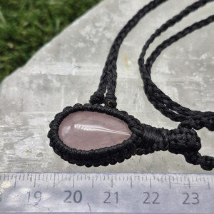Rose Quartz Crystal Macrame Necklace - Love & Emotional Healing
