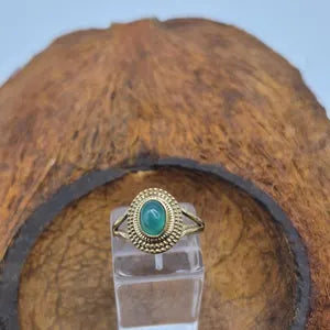 Green Aventurine Brass Adjustable Ring for Women