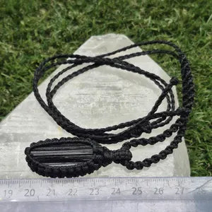 Handmade Black Tourmaline Macrame Necklace: Protection Crystal