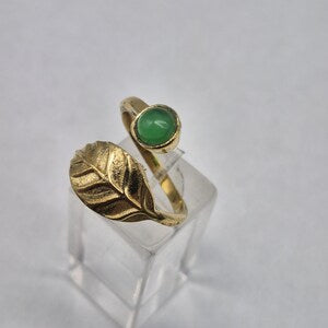 Green Aventurine Brass Adjustable Ring for Women