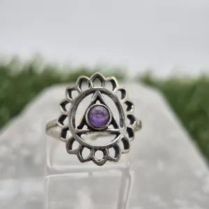 Amethyst Silver Plated Adjustable Ring for Women