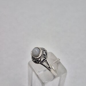Moonstone Crystal Ring, Silver Plated Adjustable Ring for Women