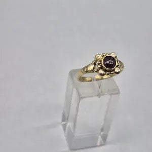 Red Garnet Crystal Brass Ring